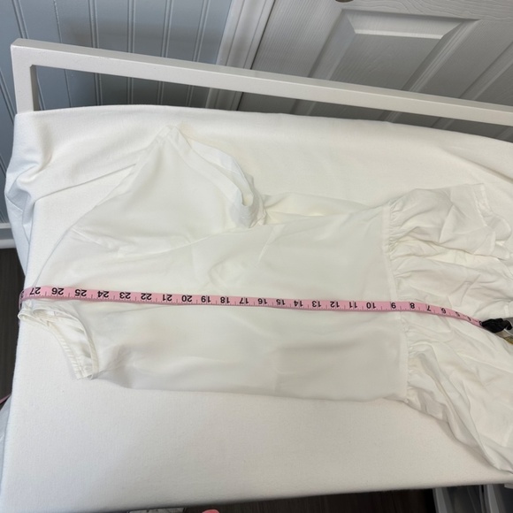 Hinge White Short Sleeve Ruffle Hem Peplum Back Tie Blouse S:X1 - Picture 6 of 6